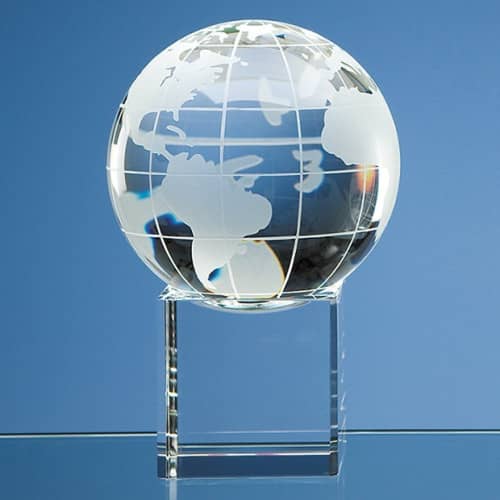 10cm Optical Crystal Globe on Clear Base