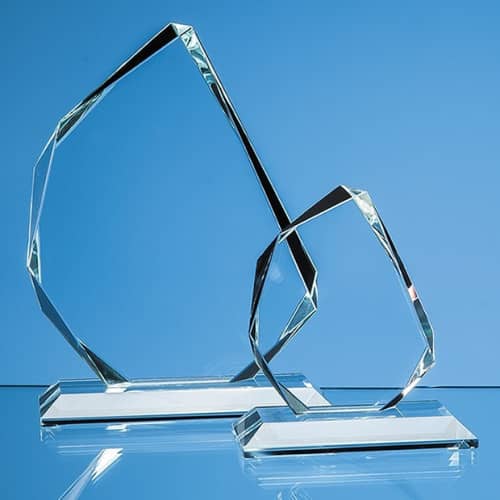 18.5cm x 15mm Clear Glass Facetted Ice Peak Award
