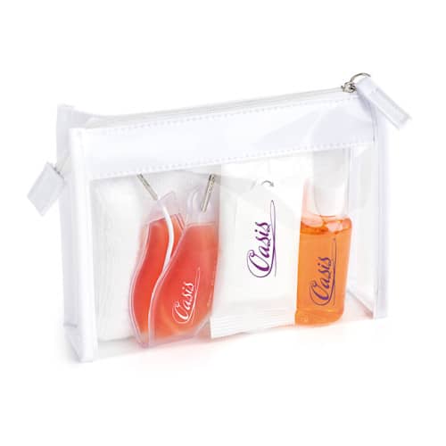 Orange Spa Set in a Clear PVC White Trim  Bag