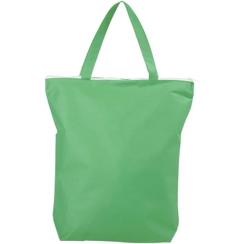 Privy zippered short handle non-woven tote bag