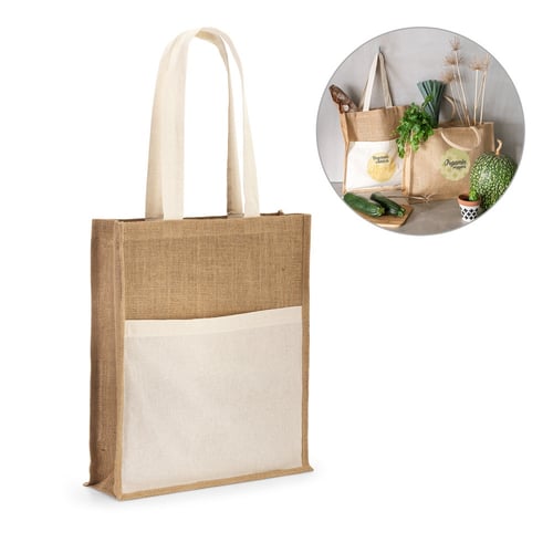 BRAGA. Jute bag with pocket in 100 cotton EverythingBranded UK