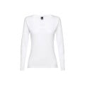 THC BUCHAREST WOMEN WH. Long-sleeved scoop neck fitted T-shirt for women. 100% carded cotton. White