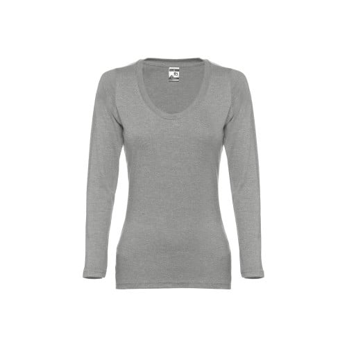 THC BUCHAREST WOMEN. Long-sleeved scoop neck fitted T-shirt for women. 100% carded cotton
