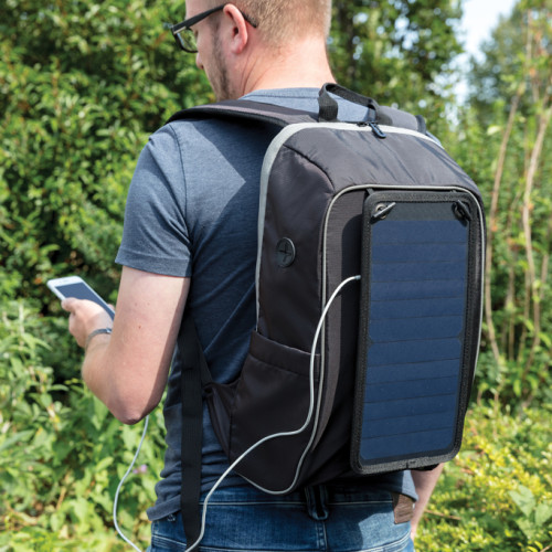 Solar panel power hiking backpack PVC free